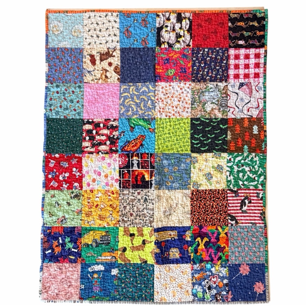 Patchwork mixed prints small hand crafted quilt